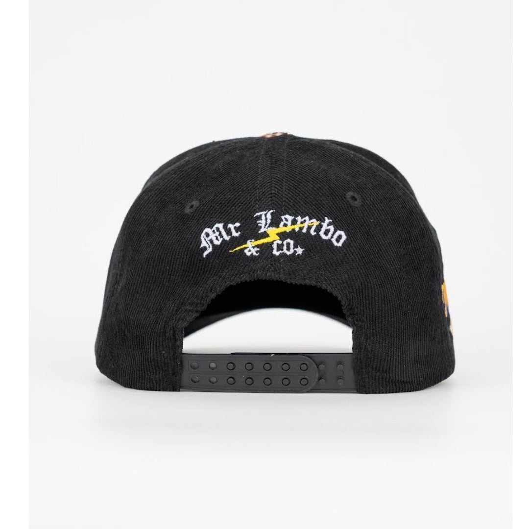 Mr Lambo & co. Black Corduroy Snap back